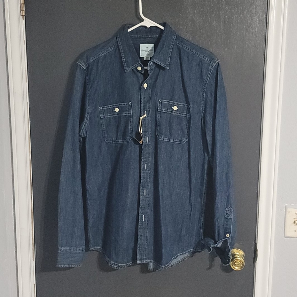 American Eagle denim button down shirt